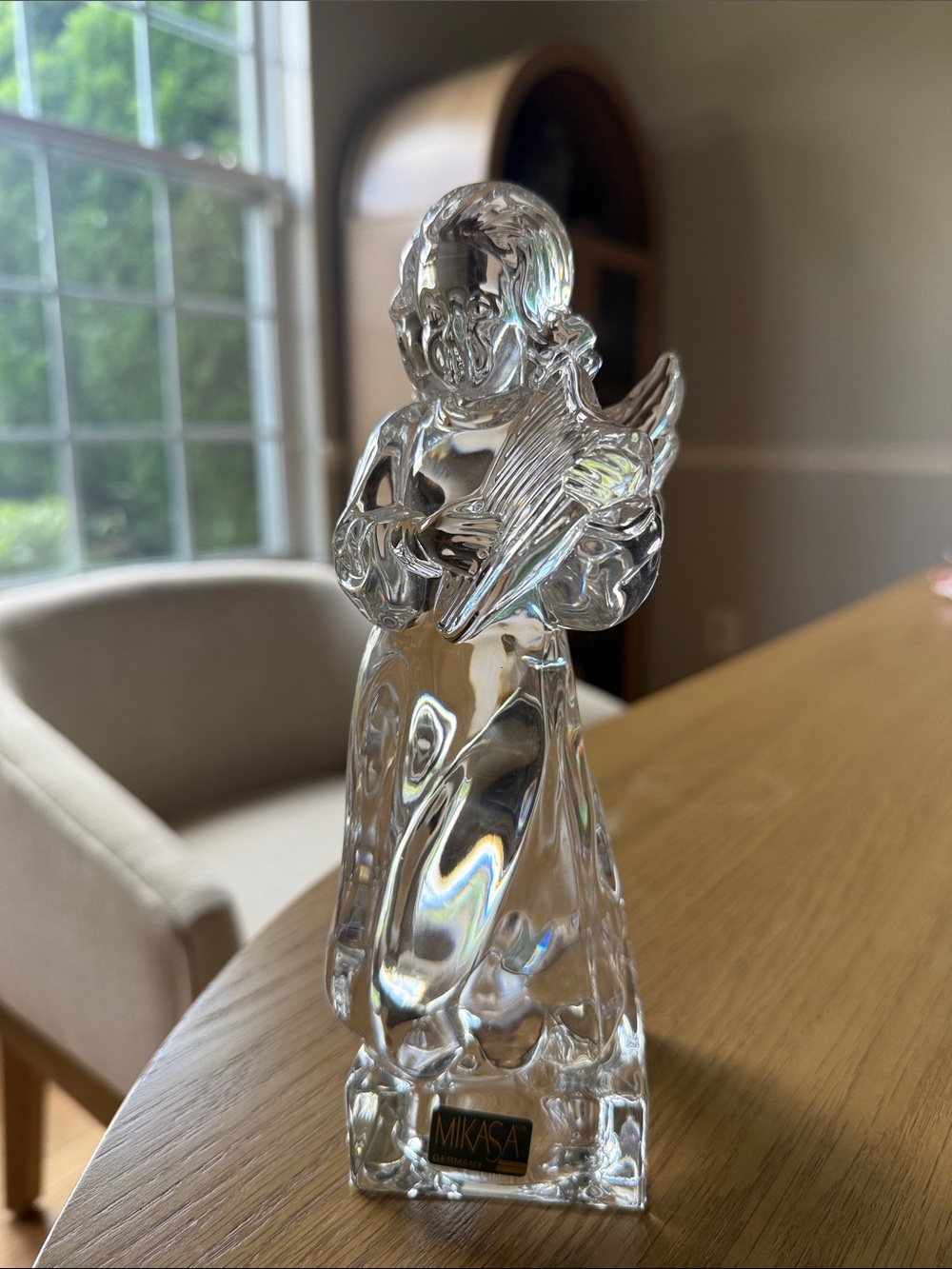 Mikasa Clear Crystal Angel with Harp - Translucent Sparkle